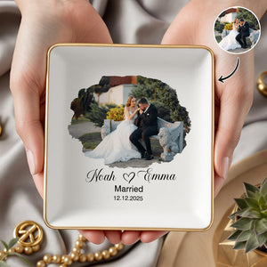 Custom Engagement Photo Jewelry Dish Gift For Married Couple CH07 899888