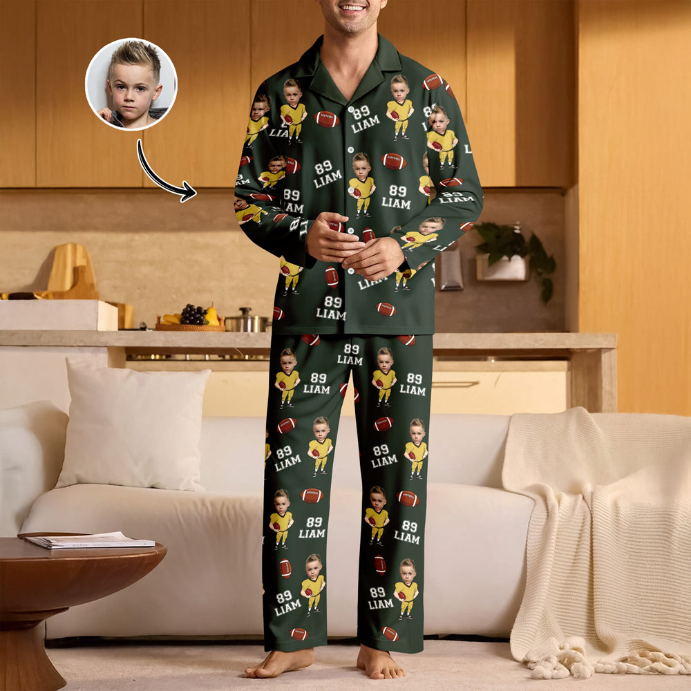 Custom Photo Football Player Pajamas Christmas Gift For Football Lovers CH07 899472