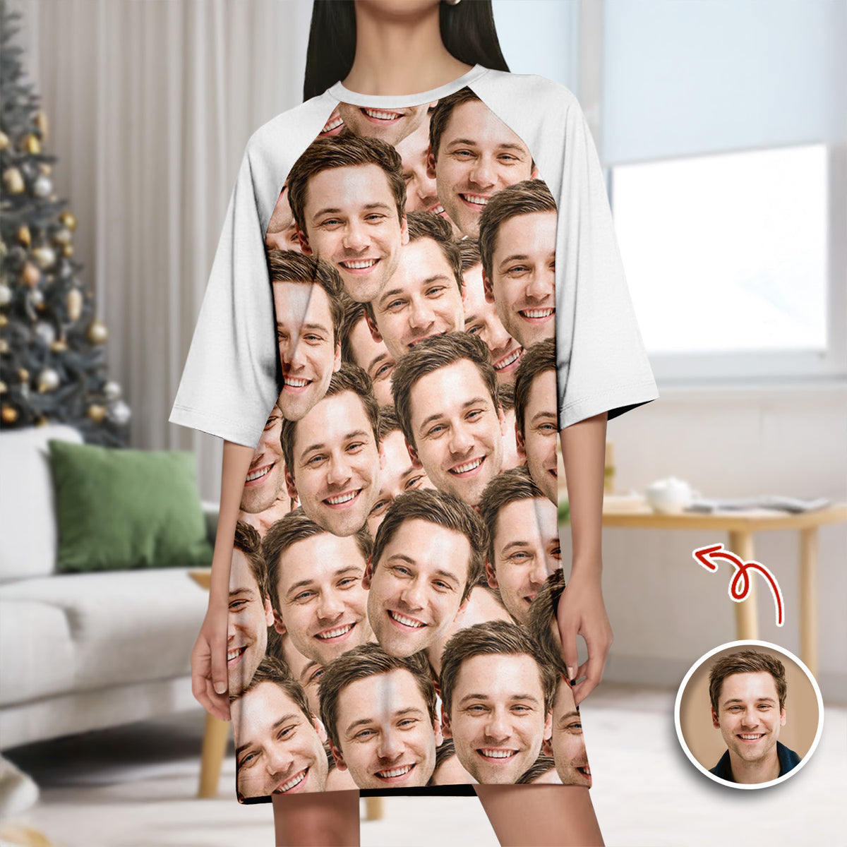 Custom Face Photo Raglan Nightgown TH10 898331