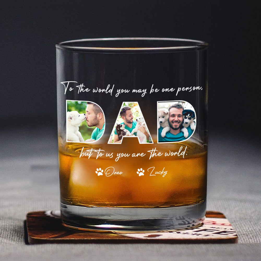 Custom Photo Happy Father's Day Thanks For Picking Up My Poop And Stuff Whiskey Glass HO82 893874