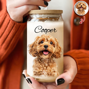 Custom Photo And Name Glass Can With Lid Gift TH10 896781