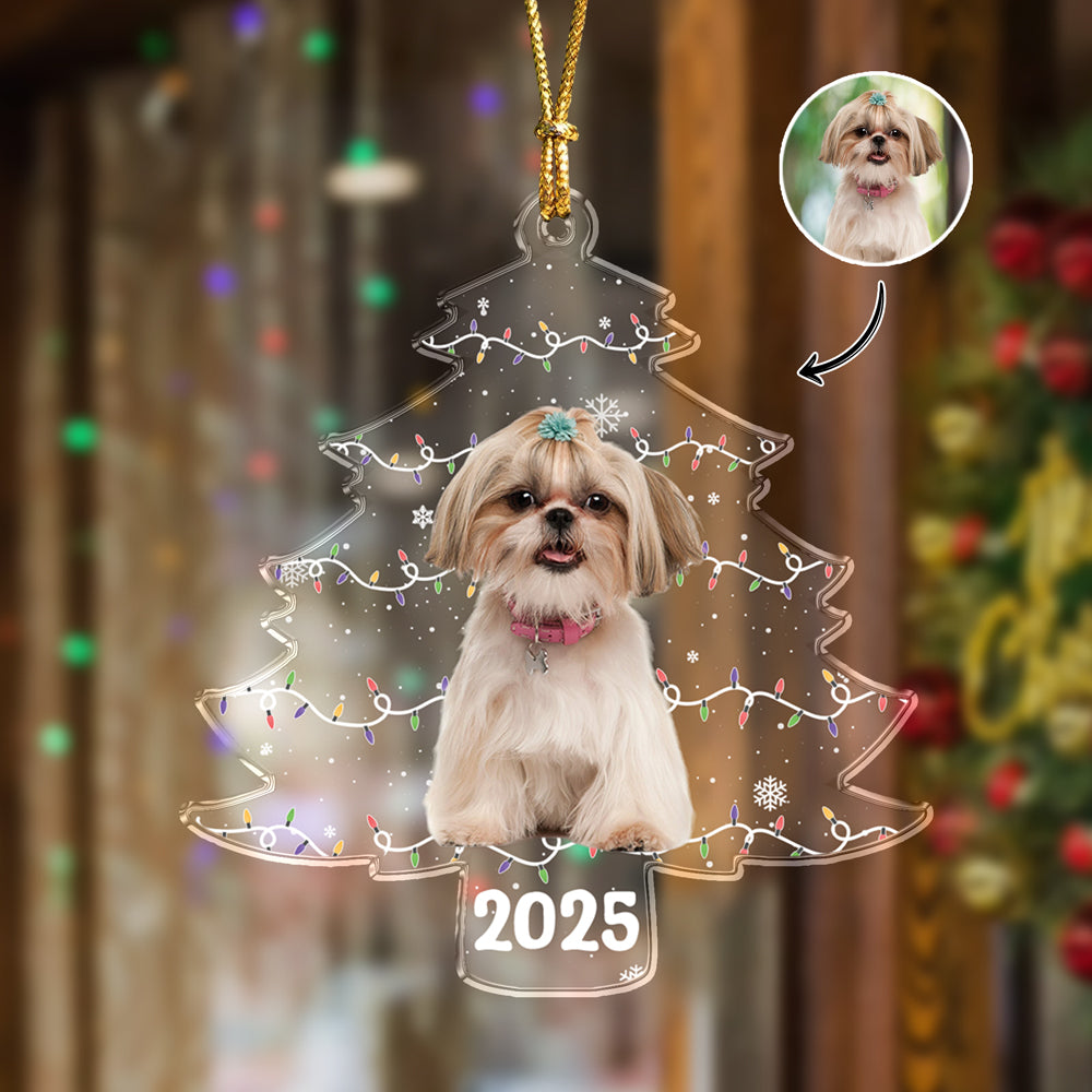 Custom Pet Photo On Christmas Tree Acrylic Ornament HA75 897986