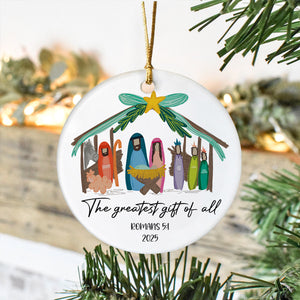 The Greatest Gift of All - Personalized Nativity Christmas Ceramic Ornament LM32 895719