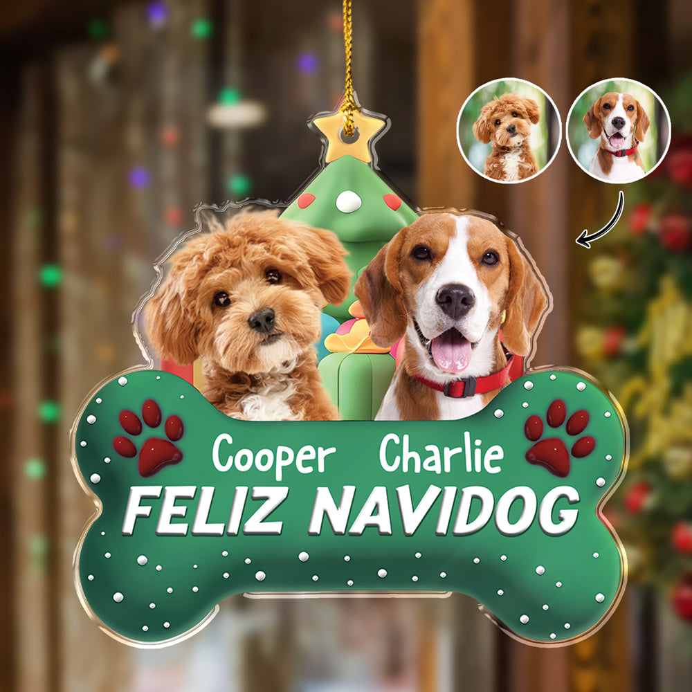 Custom Photo Dog Merry Woofmas Acrylic Ornament HA75 897560