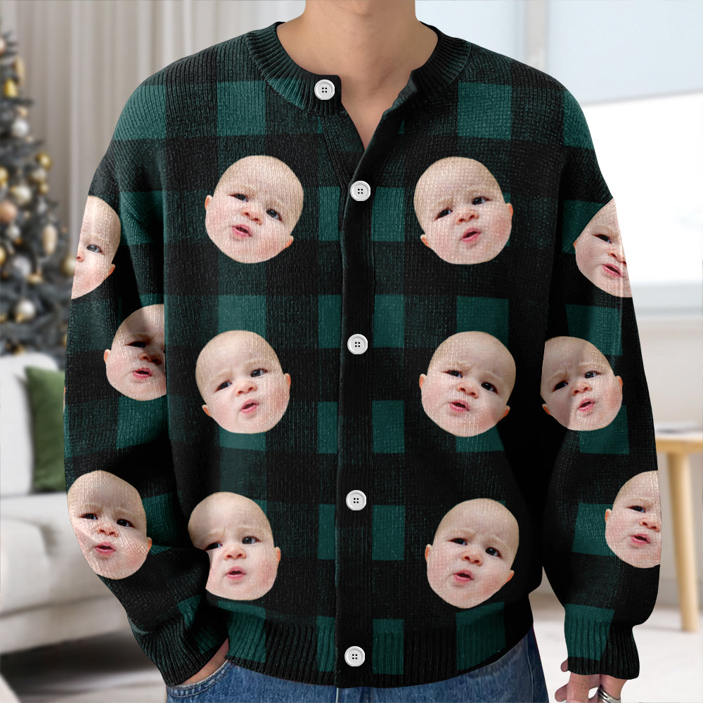 Custom Face Photo With Christmas Pattern Ugly Cardigan CH07 899820