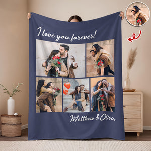 Custom Photo I Love You Forever Valentine Gift Blanket For Couple TH10 896861