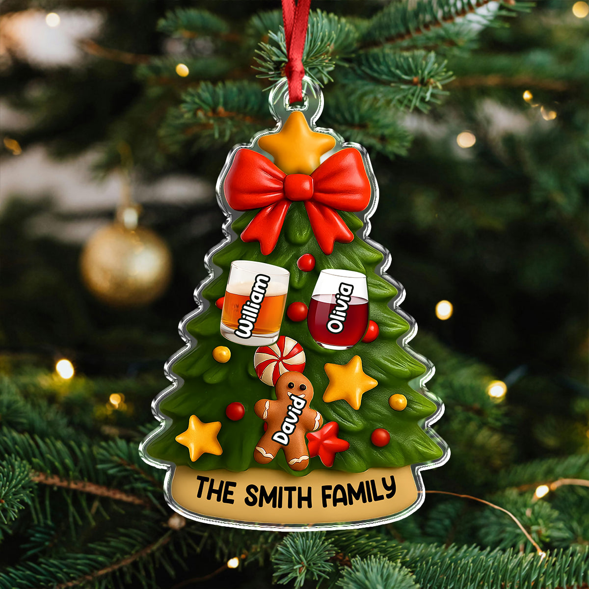 Personalized Family Christmas Tree Acrylic Ornament Custom Family Names Holiday Keepsake CH07 899638
