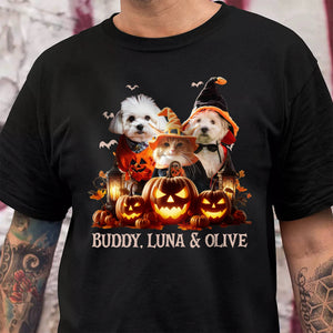 Custom Dog Cat Photo Spooky Season Halloween Dark Shirt HO82 894998