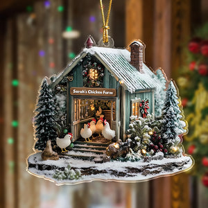 Personalized Chicken Farm Acrylic Ornament Farmhouse Christmas Ornament HA75 897052