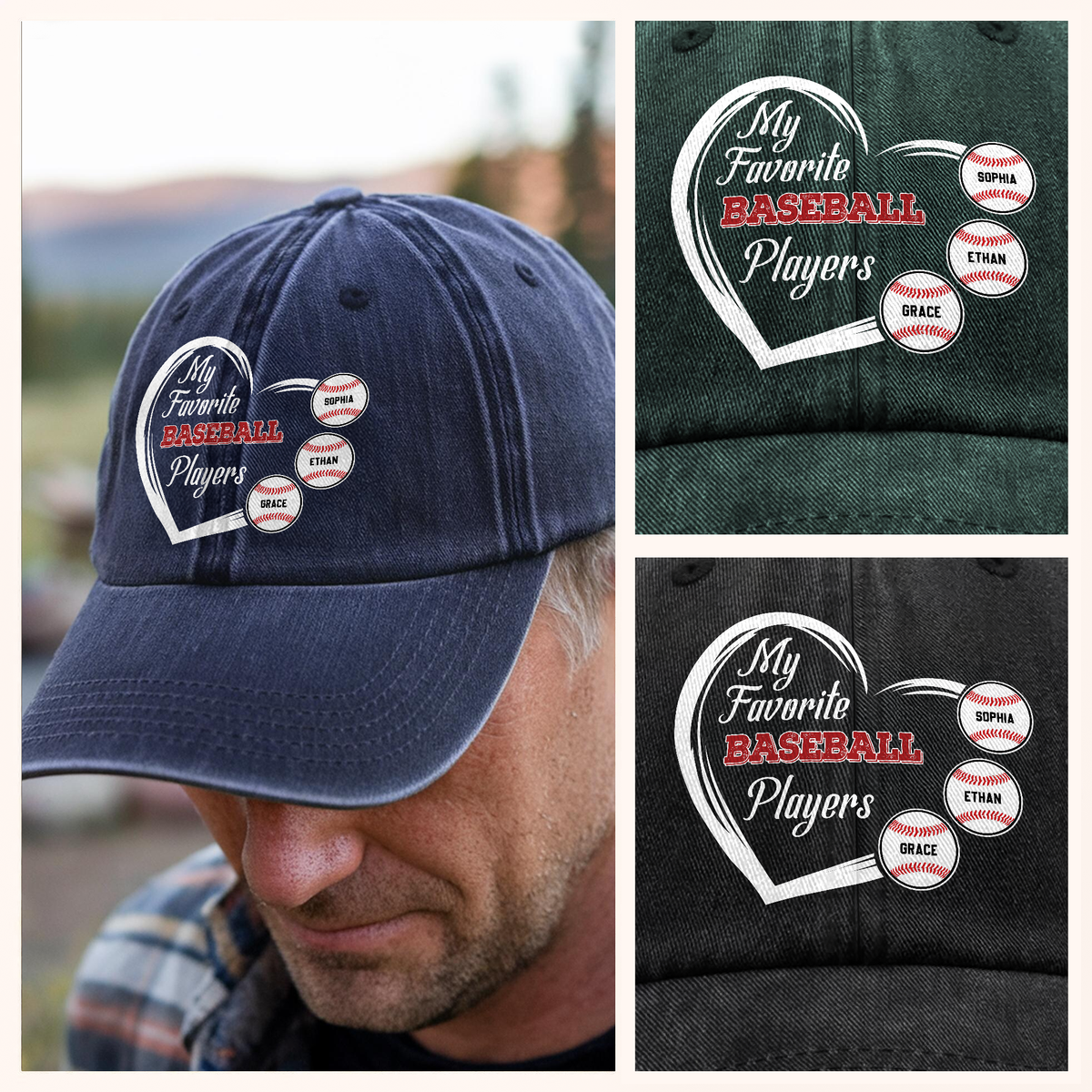 Favorite Players On My Cap - Personalized Washed Baseball Denim Cap Gift For Baseball Lovers HO82 894690