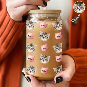 Custom Dog Cat Pet Photo Glass Can With Lid Gift for Pet Lovers HA75 898420