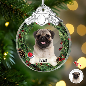 Custom Photo Dog Metal Glass Ornament For Christmas HA75 897168