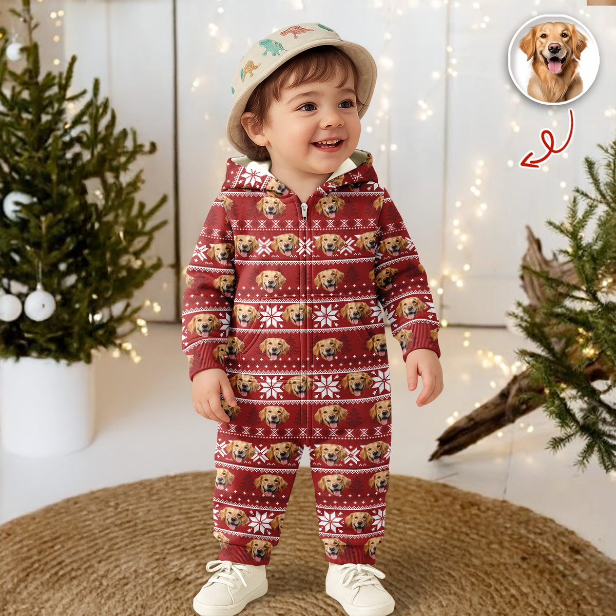 Custom Dog Photo May Your Christmas Be Furry And Bright Onesie Pajamas HO82 900396