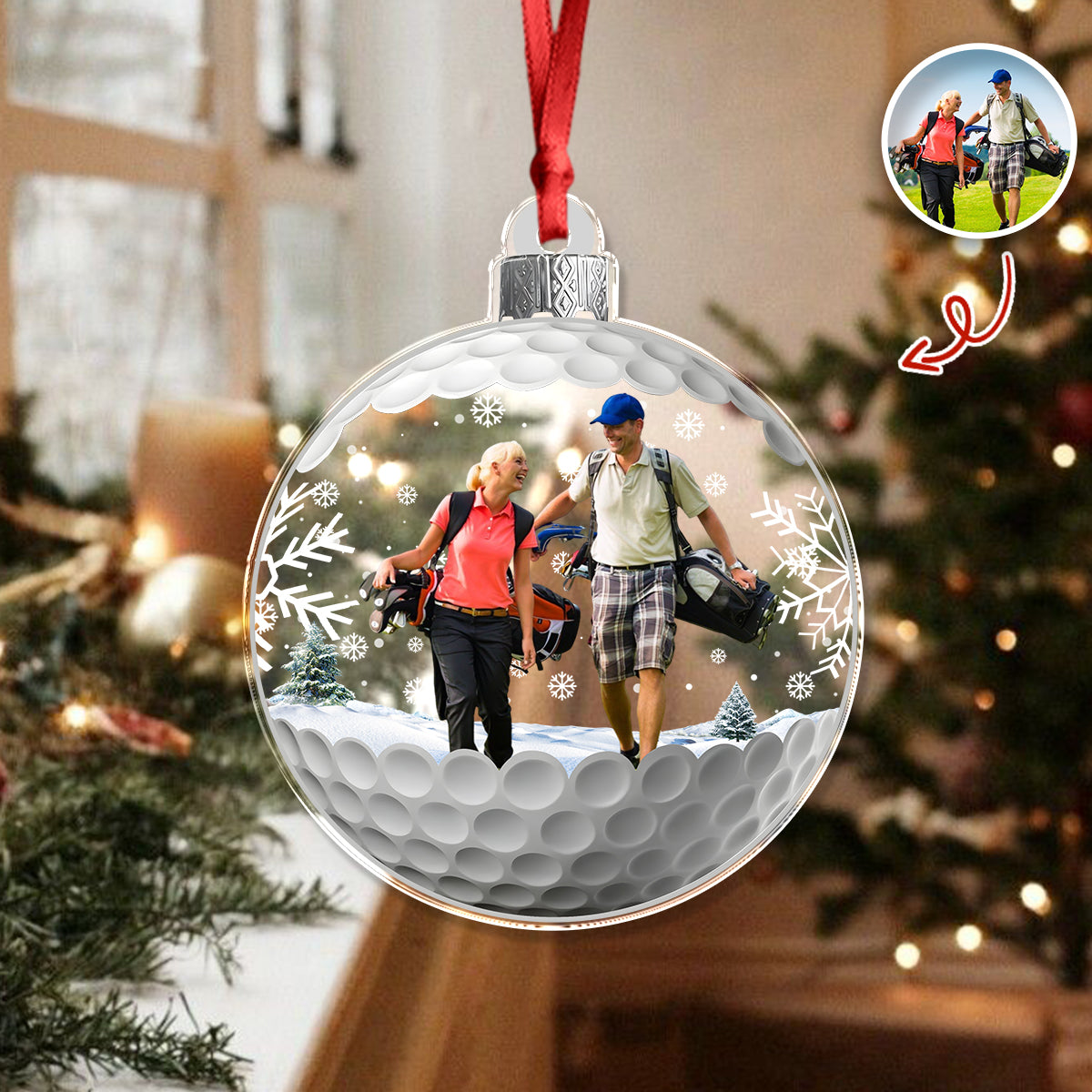 Custom Photo Golf Friends Christmas Acrylic Ornament HA75 897132