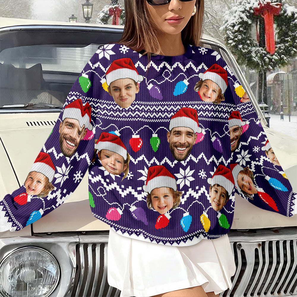 Custom Funny Face Photo Xmas Leds Family Ugly Sweater HO82 900076
