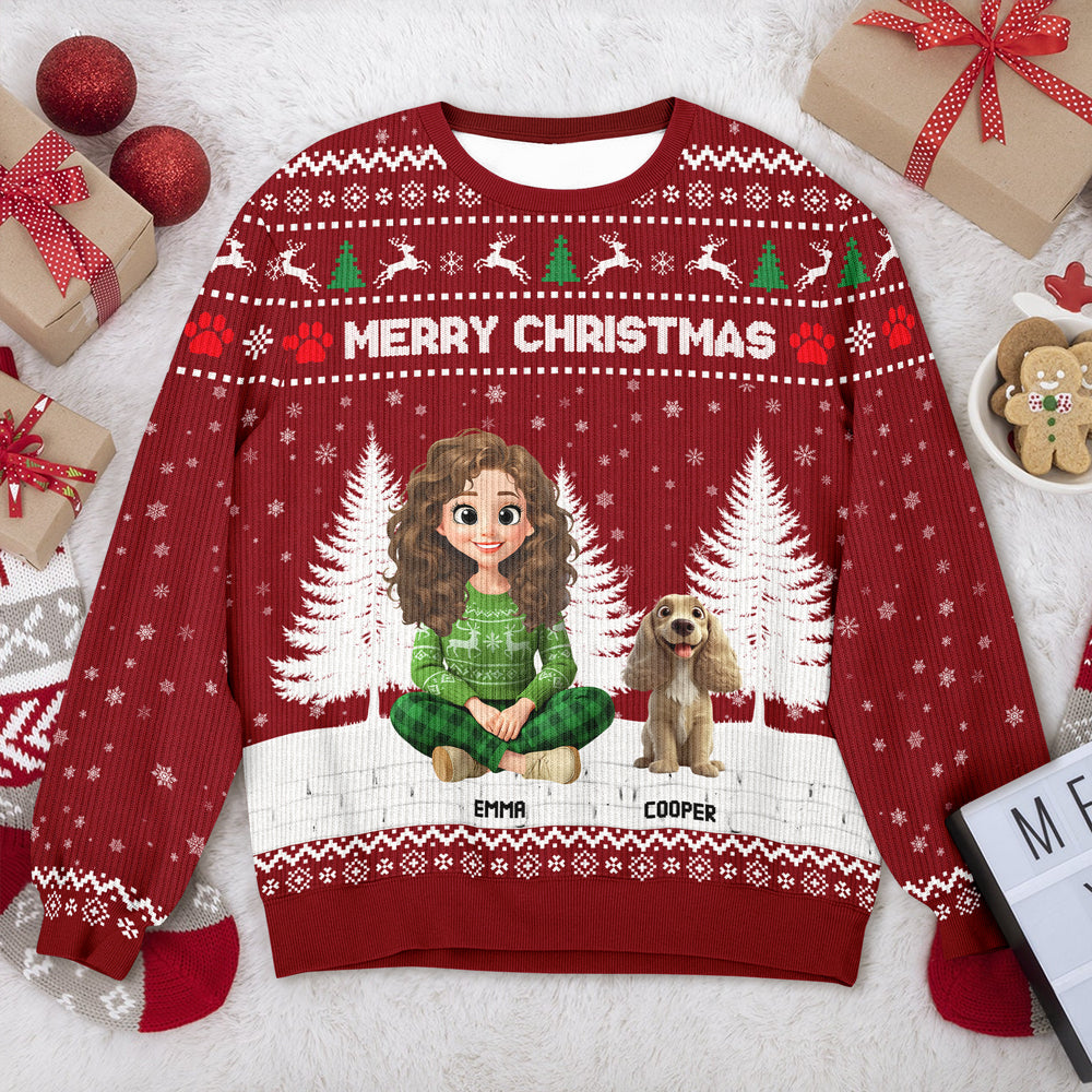 3D Effect Merry Christmas Unisex Ugly Sweater Personalized Gift For Dog Lovers HO82 900146