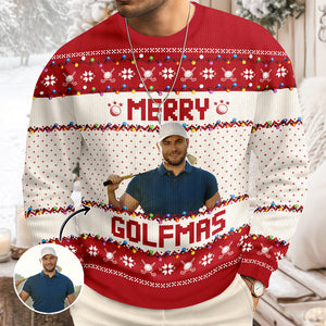 Custom Photo Merry Golfmas Gift For Golf Lovers Ugly Sweater HA75 897626