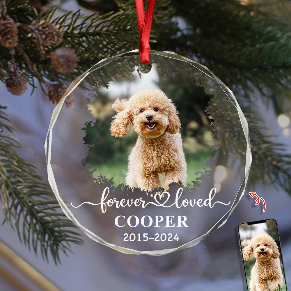 Custom Dog Photo Memorial Glass Ornament For Dog Lovers TH10 894517