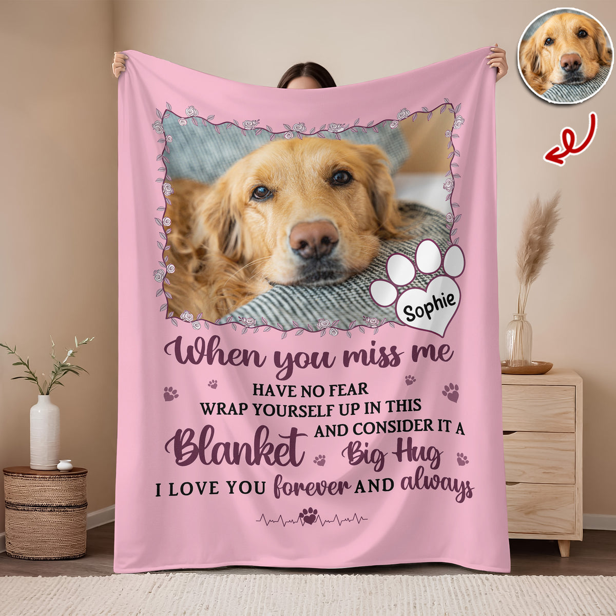 Custom Photo Dog Cat Miss Me No Fear Memorial Blanket HA75 920662