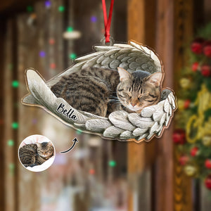 Custom Photo Cat Within Angel Wings Memorial Cat Acrylic Ornament HA75 897238