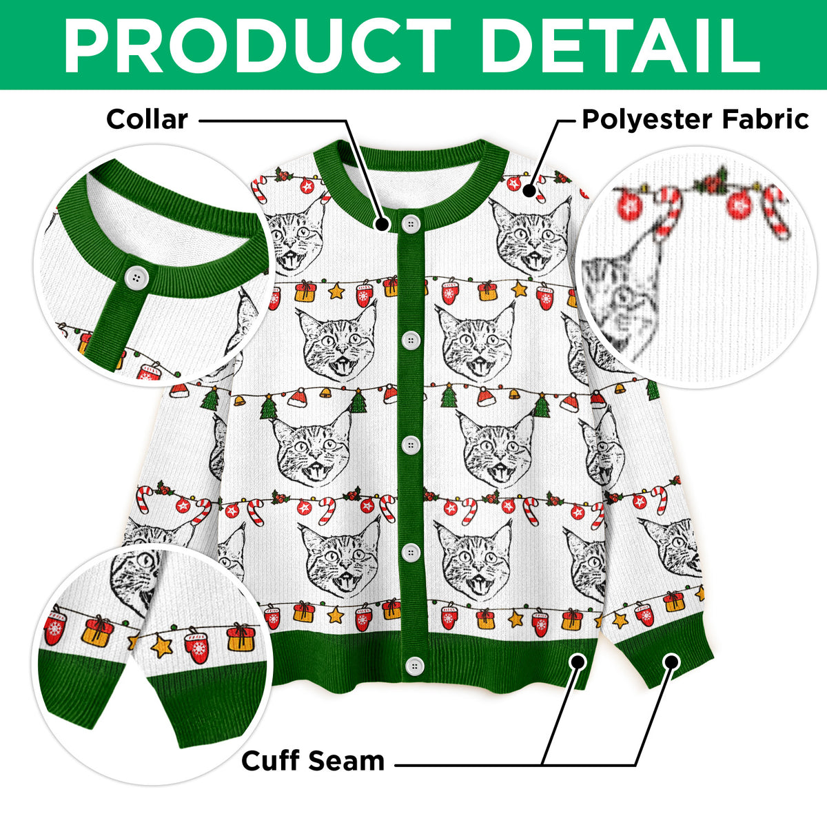 Custom Pet Photo Pencil Drawing Christmas Ugly Cardigan For Pet Lovers LM32 897133