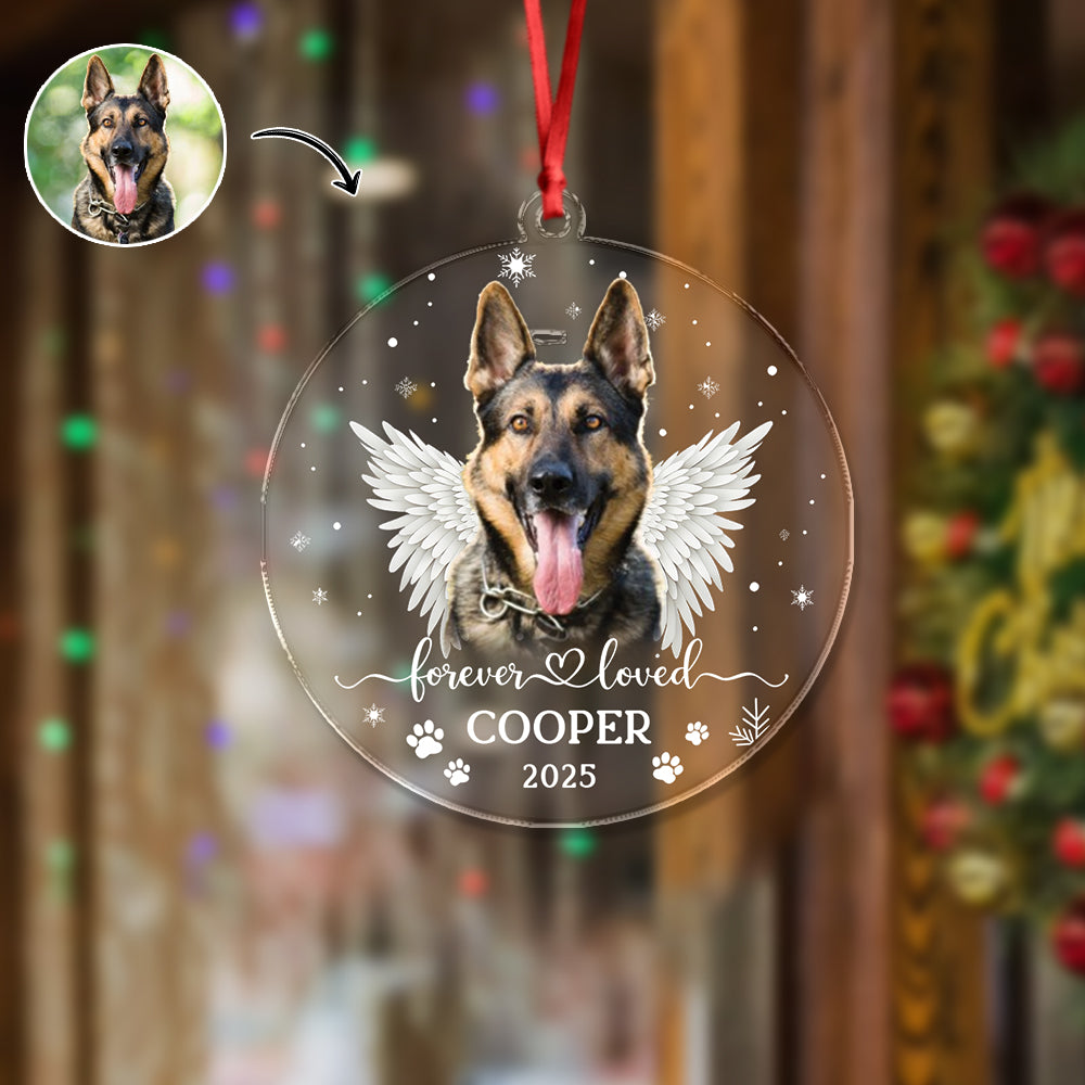 Custom Dog Photo Forever Loved Memorial Acrylic Ornament HA75 897032