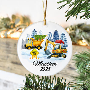 Custom Kids Vehicle – Tractor, Bus, Police Car, Truck Christmas Ceramic Ornament LM32 897401