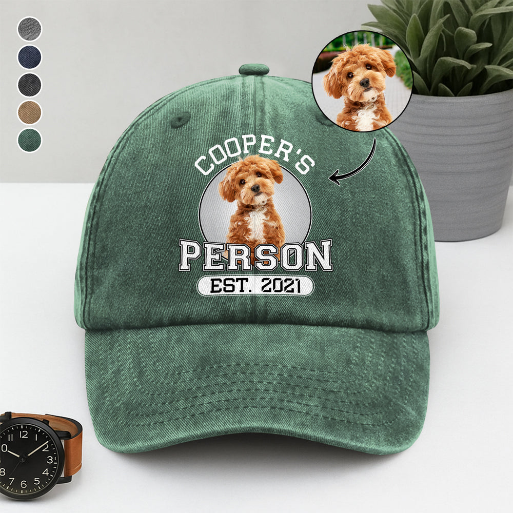 Custom Photo Dog Person Personalized Washed Denim Baseball Cap HA75 897236