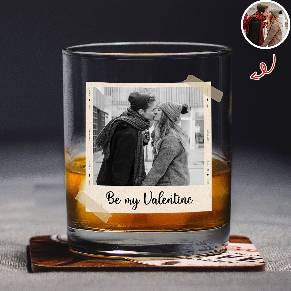 Custom Couple Photo Whiskey Glass Valentine Gift,  Anniversary Gift HA75 898922