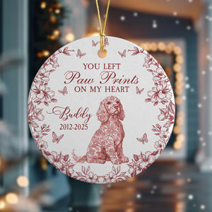 Custom Dog Breeds You Left Paw Prints On My Heart Chinoiserie Toile De Jouy Style Personalized Memorial Ceramic Ornament HO82 894836