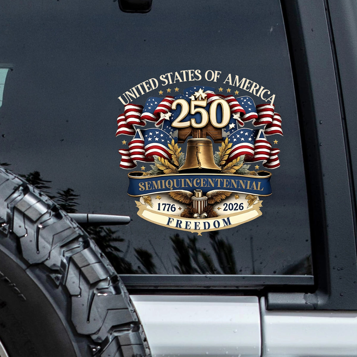 USA 250th Semiquincentennial Car Window Decal Sticker – Freedom 1776–2026 TH10 898525