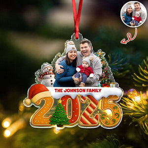 Custom Family Christmas Cake Crew Photo - Personalized Acrylic Ornament CH07 899702