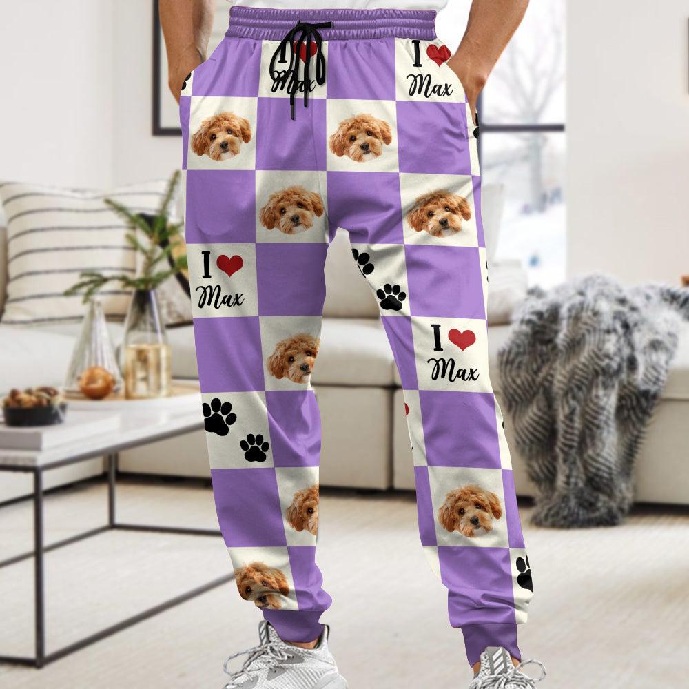 Custom Photo I Love My Dog Cat Sweatpants Gift For Pet Lovers HA75 892606