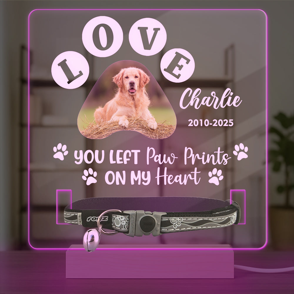 Custom Photo You Left Paw Prints On Our Hearts Memorial Acrylic Collar Frame CH07 896074