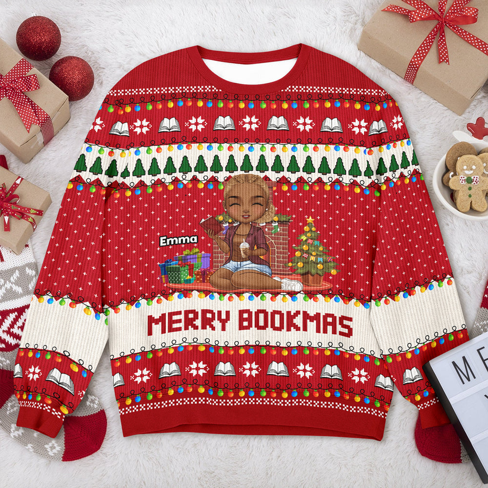 Merry Bookmas - Personalized Ugly Sweater Christmas Gift For Book Lovers, Bookworm CH07 899660