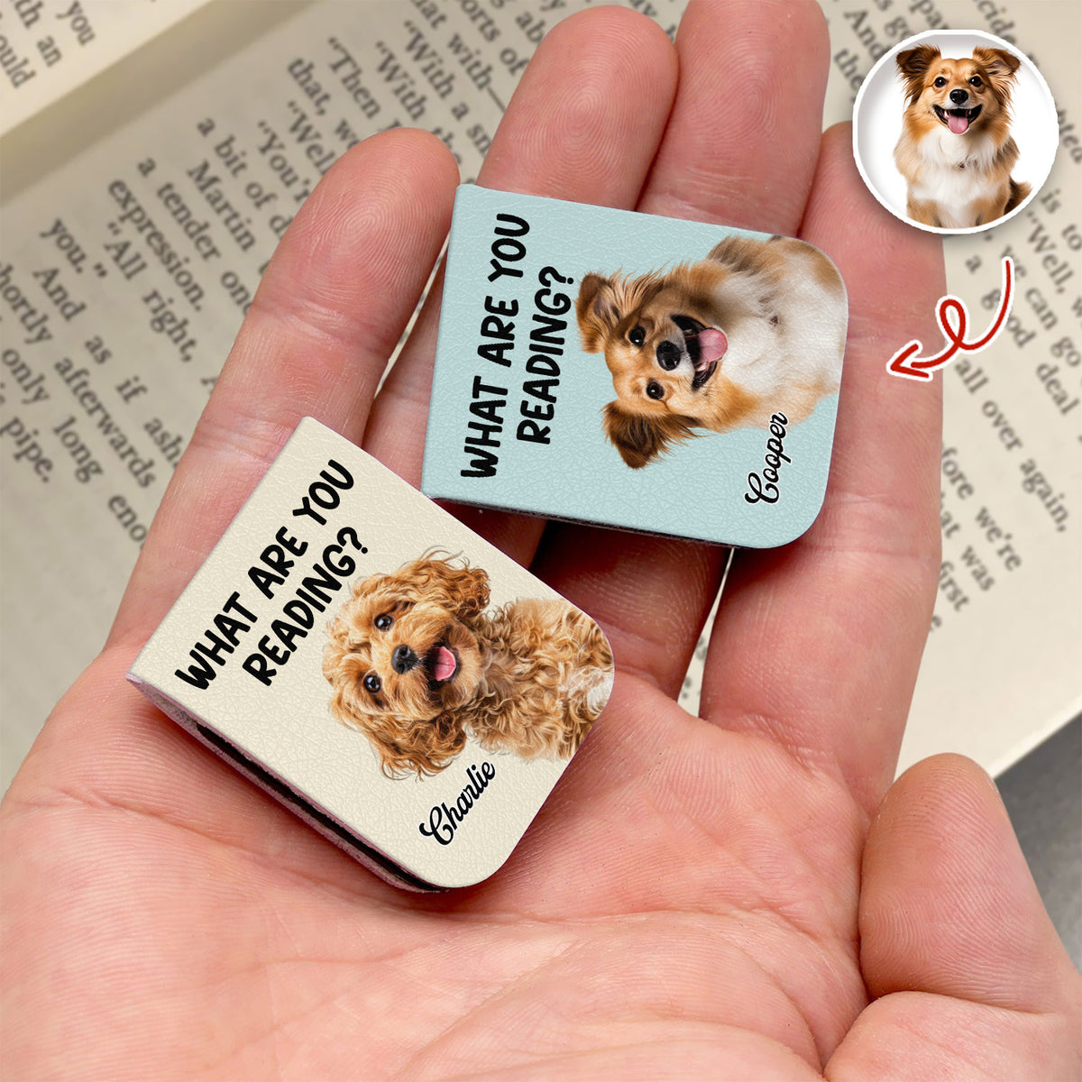 What Are You Reading - Custom Dog Photo Leather Magnetic Bookmark For Book Lovers, Dog Lovers CH07 899528
