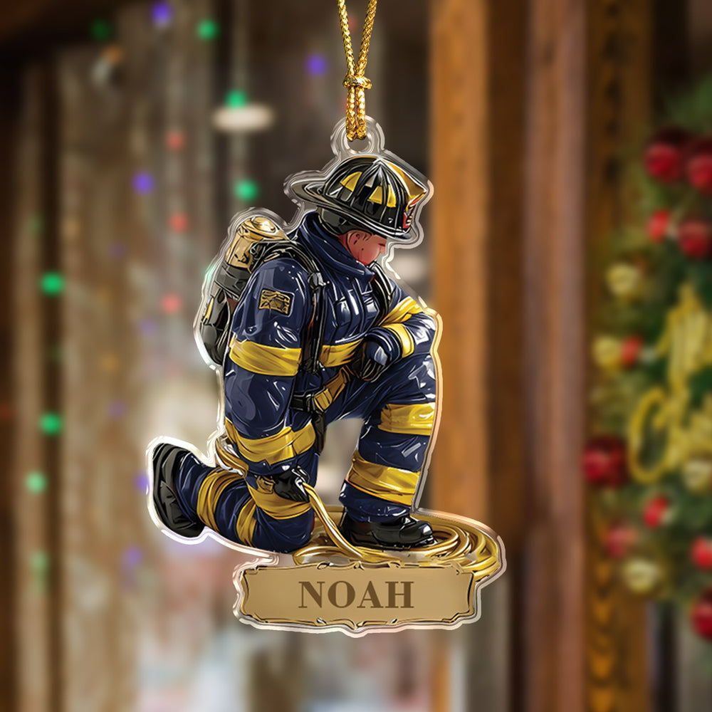 Personalized Name Proud Of Firefighter Christmas Acrylic Ornament LM32 897215