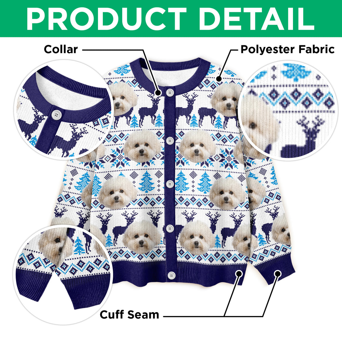 Custom Dog Photo Cardigan Gift For Dog Lovers LM32 897125