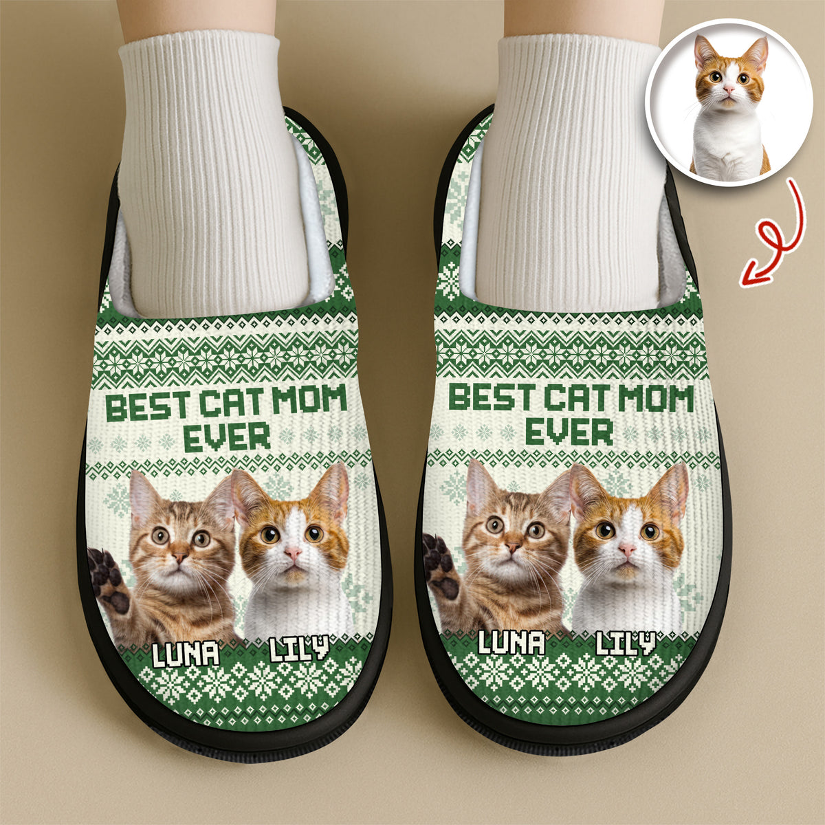 Custom Photo Best Cat Mom Ever Slipper Christmas Gift For Cat Lovers CH07 896782