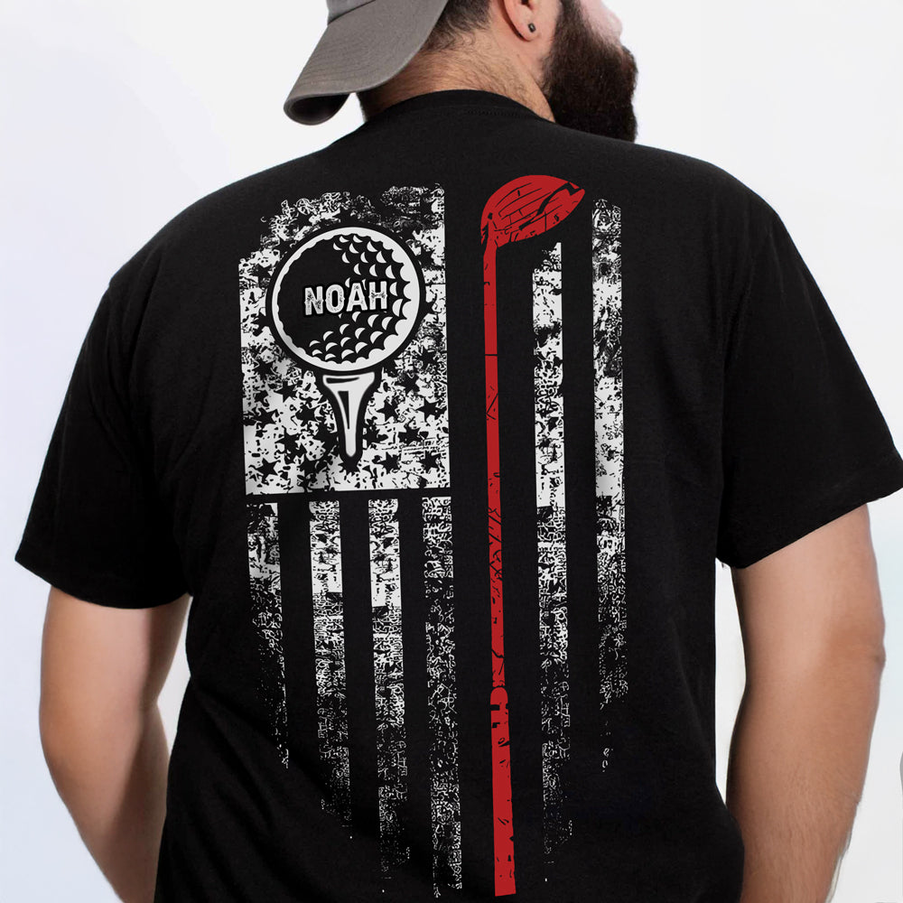 Custom Name American Flag Golf Back Personalized Back Side Dark Shirt HA75 898568