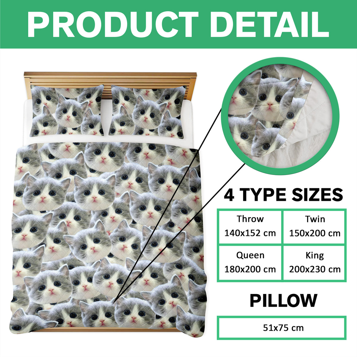 Custom Funny Cat Photo Portrait Bedding Set Birthday, Christmas Gift For Cat Lover CH07 899194