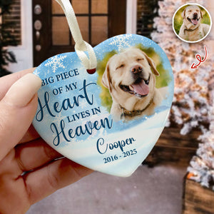 Custom Photo A Big Piece Of My Heart Lives In Heaven Heart Ceramic Ornament TH10 896407