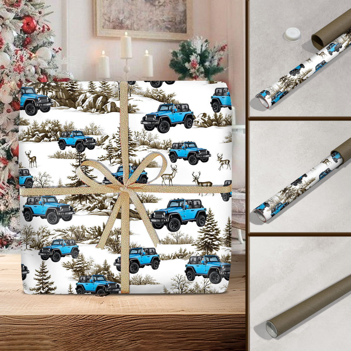 Custom Car Photo Vintage Tropical Christmas Gift Wrapping Paper LM32 897323