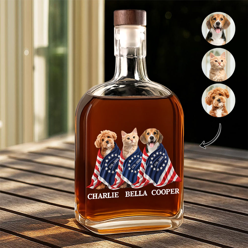 Custom Photo Dog Cat With US 250 Whiskey Bottle HO82 901256