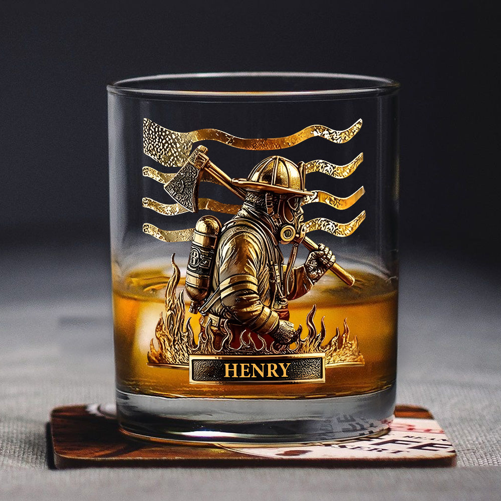 Custom Name Firefighter Personalized Print Whiskey Glass Gift For Dad, Father HA75 898062