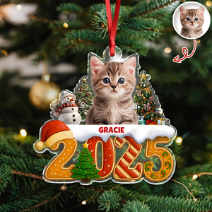Custom Cat Christmas Cake Crew Photo - Personalized Acrylic Ornament CH07 899706
