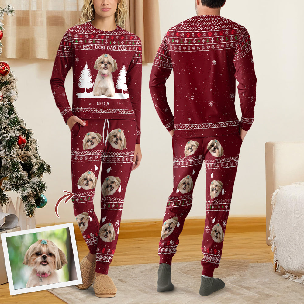 Custom Photo Best Dog Dad Mom Ever Sleepwear Christmas Gift For Dog Lovers LM32 895583