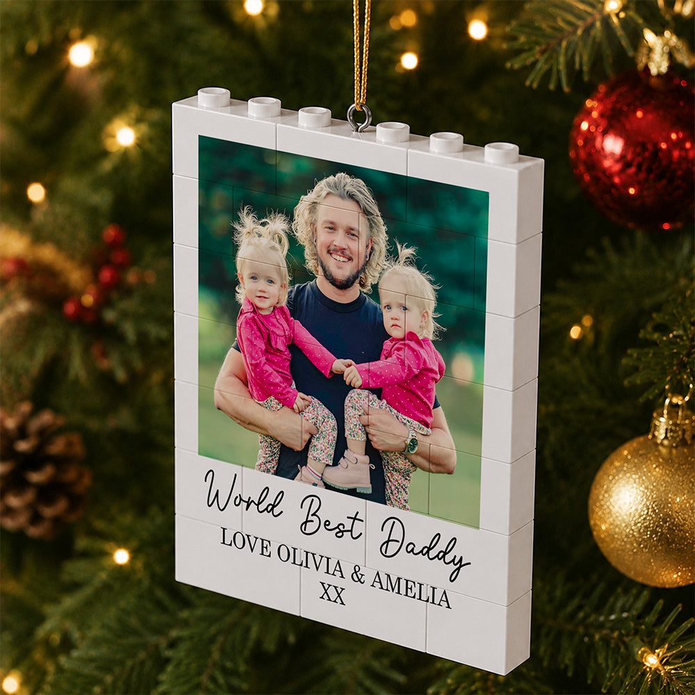 Custom Photo World's Best Daddy Merry Christmas Building Blocks Ornament LM32 669957