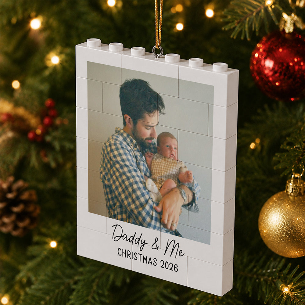 Custom Photo Daddy And Me Building Blocks Ornament For Christmas TH10 170821