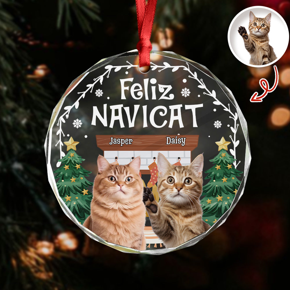 Custom Photo Cozy Room Feliz Navicat - Personalized Circle Glass Ornament LM32 895775